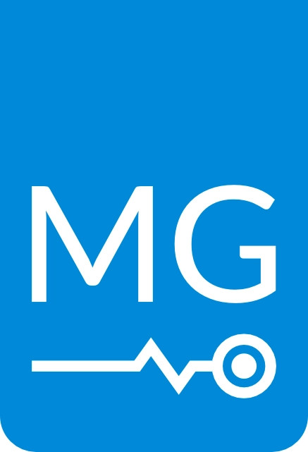 MG Logo square white blue label RGB hex
